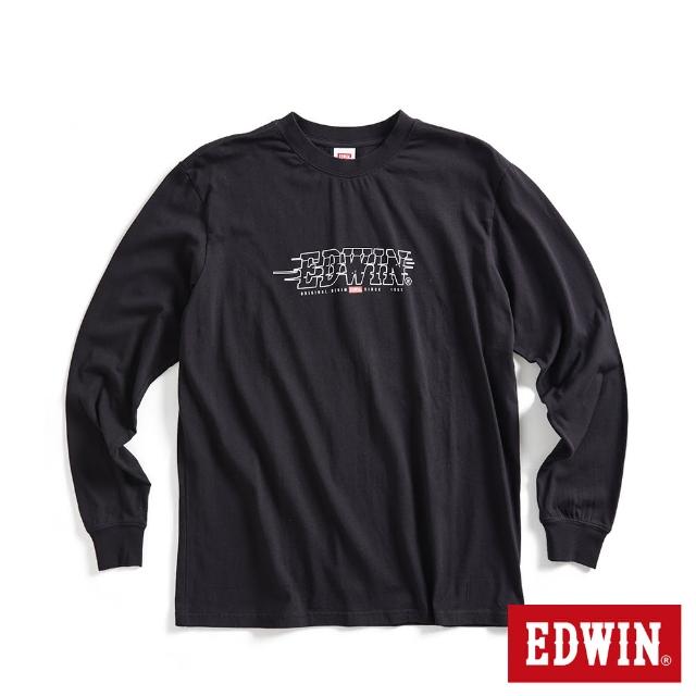 【EDWIN】男裝 網路獨家↘速度感LOGO長袖T恤(黑色)