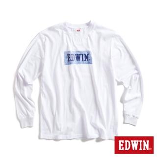 【EDWIN】男裝 網路獨家↘仿舊經典LOGO長袖T恤(白色)