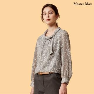 【Master Max】小翻領滿版印花長袖雪紡上衣(8227045)