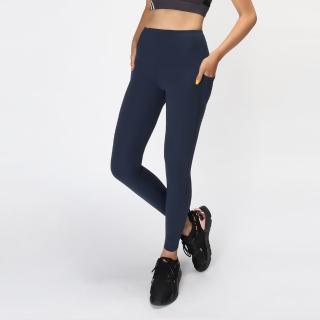 【SPORT PRO】純色高腰口袋瑜珈/運動/緊身機能褲(CK1227/深藍)