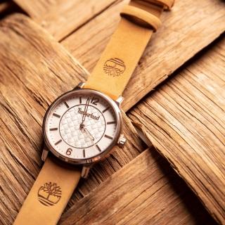 【Timberland】天柏嵐 TRAILMARK系列 編織紋路腕錶 皮帶套組 /玫瑰金 38mm(TDWLA2104501)