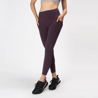 【SPORT PRO】純色高腰口袋瑜珈/運動/緊身機能褲(CK1227/醬紫)