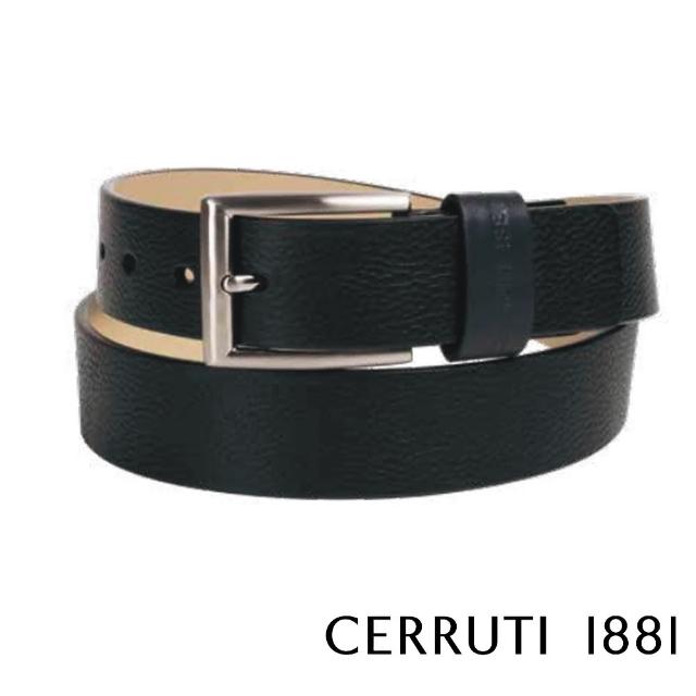 【Cerruti 1881】義大利頂級小牛皮皮帶(黑色 CECU06070M)
