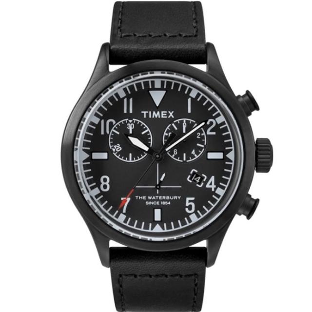 【TIMEX】xTODD SNYDER聯名限量Waterbury 雙眼計時腕錶-黑/42mm TXTW2R12700