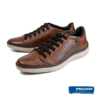 【PEGADA】側面格紋造型綁帶休閒鞋 棕色(170951-BR)