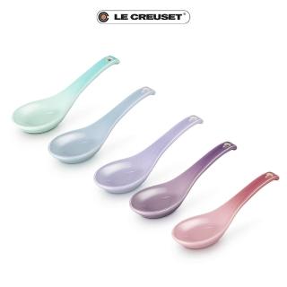 【Le Creuset】瓷器中式湯匙5入組(星河紫/淡海岸藍/櫻花粉/薄荷綠/粉彩紫)
