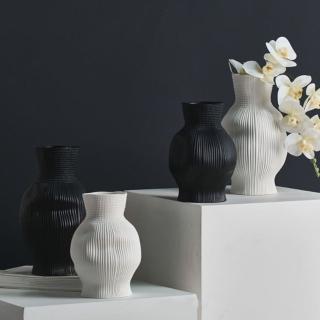 【JEN】創意北歐陶瓷花瓶花器藝術裝飾品高23CM(黑色)