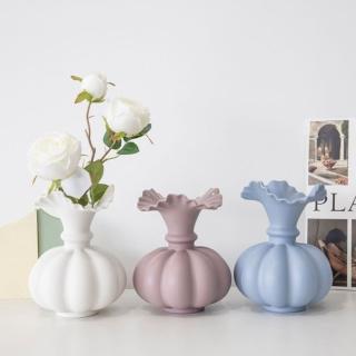 【JEN】北歐創意復古南瓜造型陶瓷花器花瓶裝飾品高20CM(2色可選)