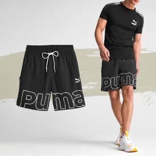 【PUMA】短褲 TEAM Relaxed 男款 黑 白 E.SO 瘦子 主打款 寬鬆 抽繩 大LOGO(621334-01)
