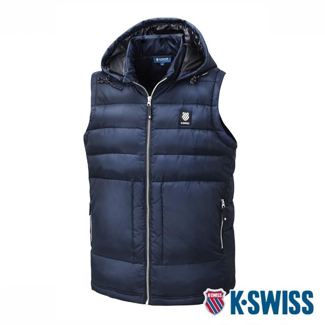 【K-SWISS】可拆式連帽鋪棉背心 Quilted Vest-男-藍(107263-426)