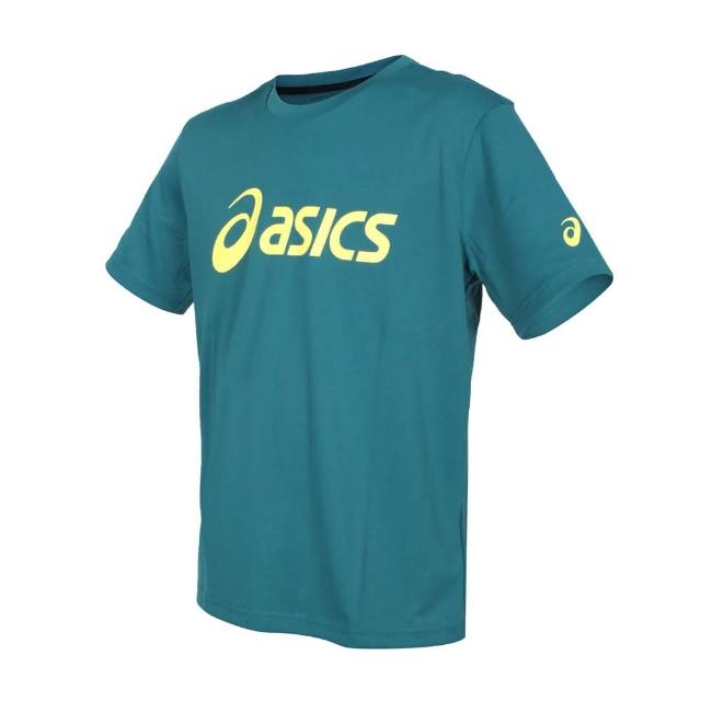 【asics 亞瑟士】男短袖T恤-台灣製 吸濕排汗 運動 上衣 慢跑 路跑 亞瑟士 綠黃(K31415-82)