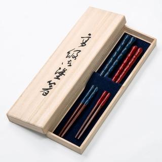 【若狹塗】日本製 孔雀 鑲貝漆 筷子 夫妻筷 日本筷子(2入禮盒組)