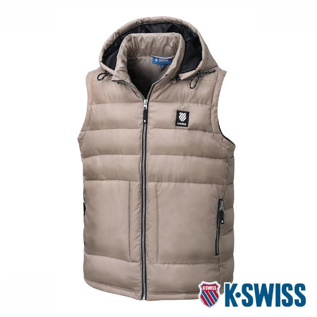【K-SWISS】可拆式連帽鋪棉背心 Quilted Vest-男-卡其(107263-279)