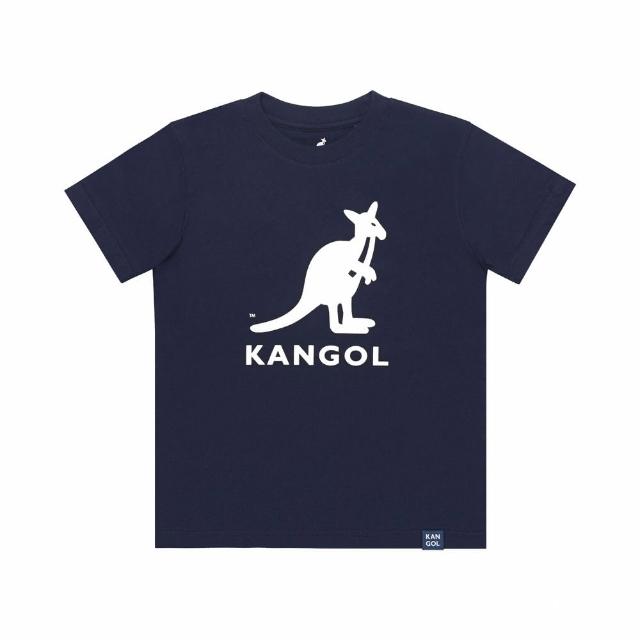 【KANGOL】童裝 短T 深藍色 袋鼠大LOGO 休閒(6126500180)