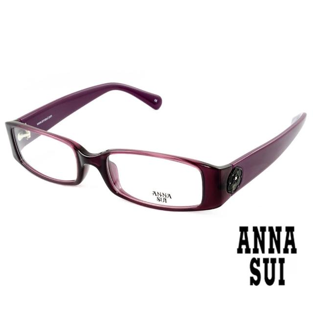【ANNA SUI 安娜蘇】ANNA SUI 安娜蘇 經典花園黑色薔薇造型眼鏡 紫色(AS509751)