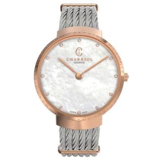 【CHARRIOL 夏利豪】SLIM 時尚珍珠母貝腕錶x玫瑰金x34mm(ST34CP.560.015)
