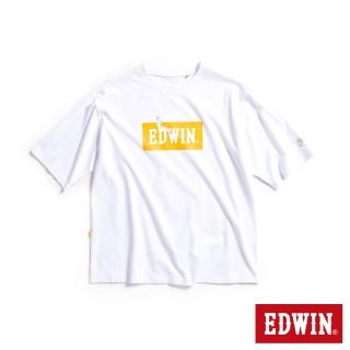 【EDWIN】男裝 橘標 LOGO上班喝咖啡短袖T恤(白色)