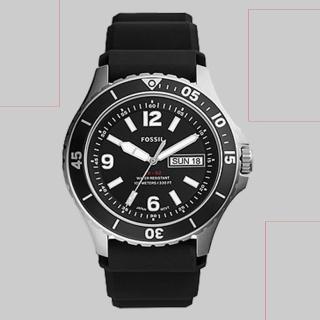 【FOSSIL】Fossil黑色錶盤矽膠錶帶石英FS5689(平行輸入)