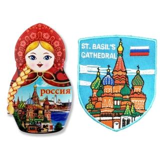【A-ONE 匯旺】俄羅斯套娃 聖巴索大教堂 冰箱便簽留言貼+俄羅斯 聖瓦西里主教座堂外套刺繡2件(C2+212)