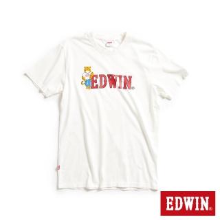 【EDWIN】男裝 復古福虎插畫印花短袖T恤(米白色)