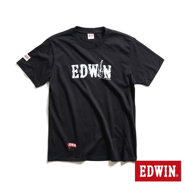 【EDWIN】男裝 EDGE搖滾LOGO短袖T恤(黑色)