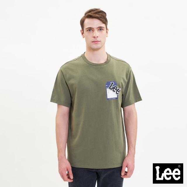 【Lee 官方旗艦】男裝 短袖T恤 / 標籤造型印花 小LOGO 橄欖綠 舒適版型(LL220335ANL)