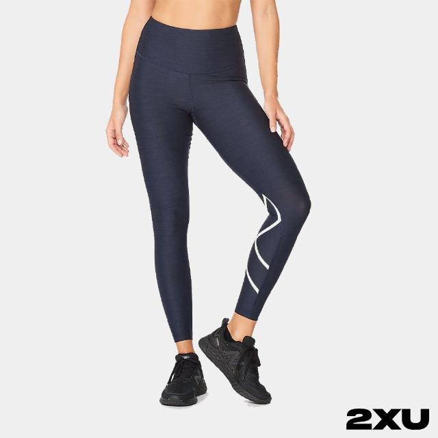 【2XU】女 中階高腰訓練壓縮長褲(午夜藍/白)