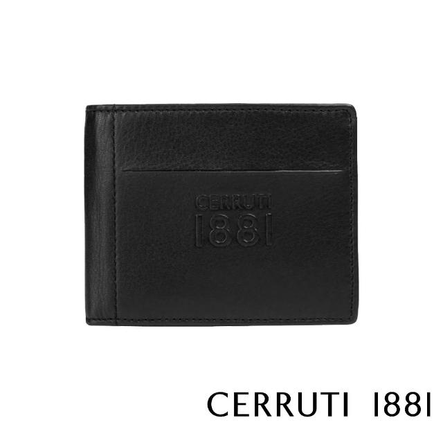 【Cerruti 1881】義大利頂級小牛皮12卡短夾皮夾 CEPU05717M(黑色 贈原廠送禮提袋)