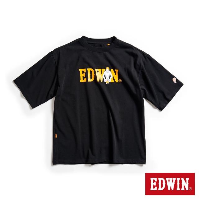 【EDWIN】男裝 橘標 基本LOGO短袖T恤(黑色)
