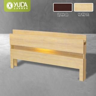 【YUDA 生活美學】日式輕奢 標準雙人5尺LED氣氛床頭片/床頭箱/床片/床頭櫃(雙層置物、質感夜光)
