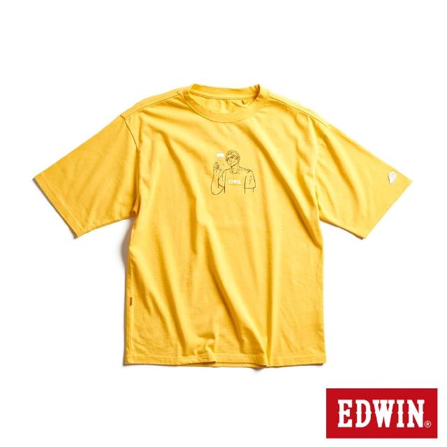 【EDWIN】男裝 橘標 啤酒E君短袖T恤(黃色)