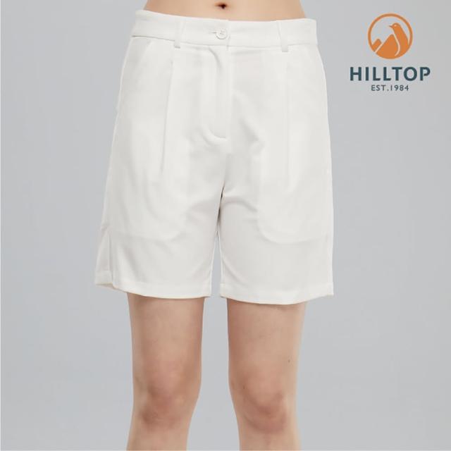 【Hilltop 山頂鳥】女款吸濕快乾彈性短褲S09F70白