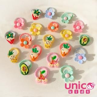 【UNICO】兒童少髮量Q萌水果花朵高彈力髮圈20入(髮飾/配件/聖誕)