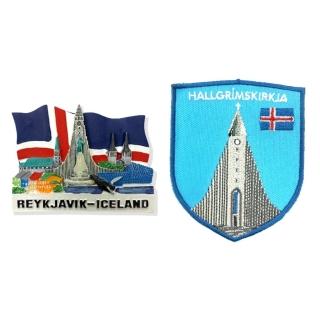 【A-ONE 匯旺】冰島哈爾格林姆教堂冰箱磁鐵+冰島 哈爾格林姆教堂布標2件組世界旅行磁鐵(C108+256)