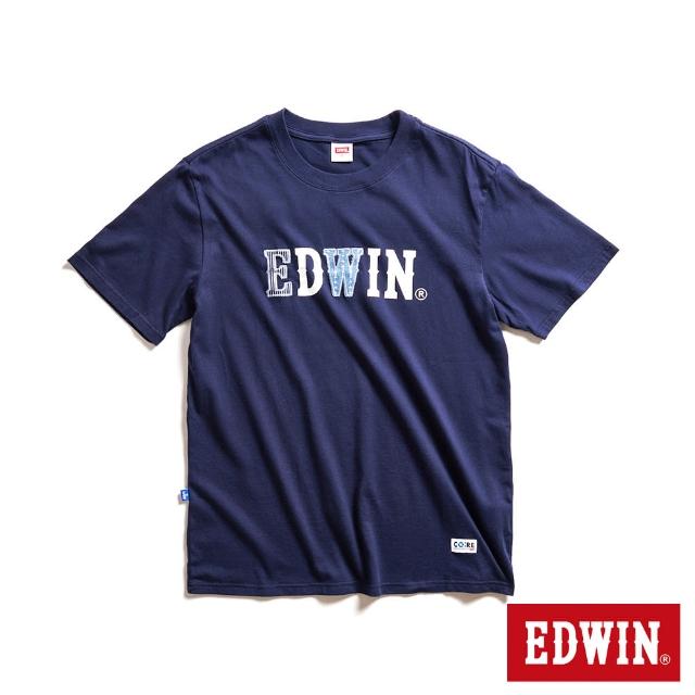 【EDWIN】男裝 再生系列 CORE回收布LOGO短袖T恤(丈青色)