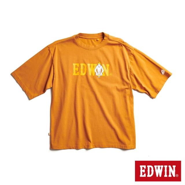 【EDWIN】男裝 橘標 基本LOGO短袖T恤(黃褐色)