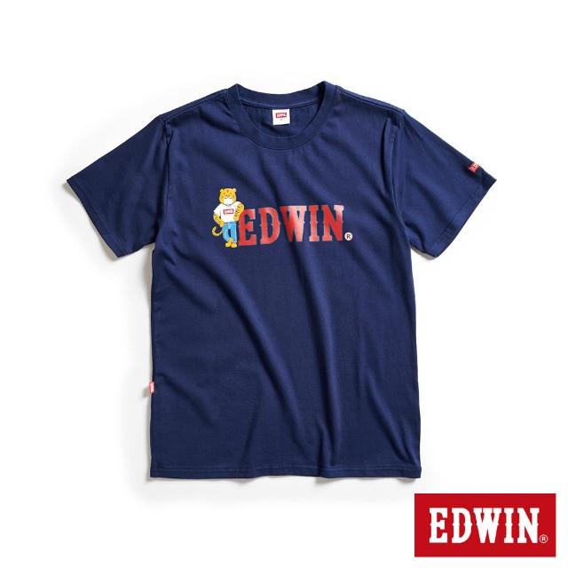 【EDWIN】男裝 復古福虎插畫印花短袖T恤(丈青色)