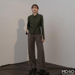 【MO-BO】小香風氣質織紋寬褲(褲子)