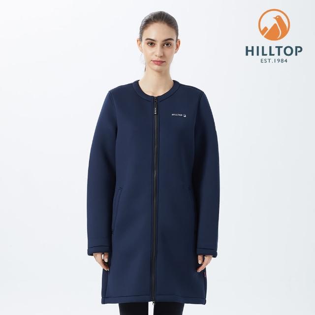 【Hilltop 山頂鳥】Breeze Pro Fleece 女款圓領長版保暖刷毛外套 PH21XF20 深藍
