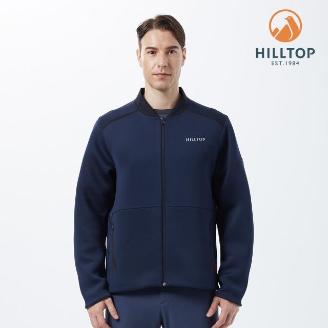 【Hilltop 山頂鳥】Breeze Pro Fleece 男款彈性V領保暖刷毛外套 PH22XMZ5 深藍