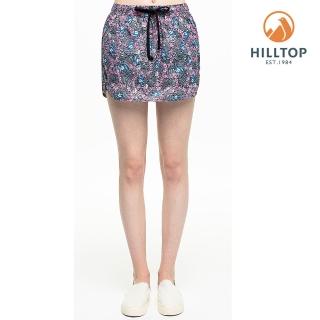 【Hilltop 山頂鳥】女款超潑水彈性抗UV假兩件式短褲S09F68粉紅印花