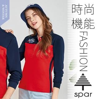 【SPAR】女款 吸濕排汗透氣長袖POLO衫.運動休閒衫.排汗上衣(P227302 紅色)