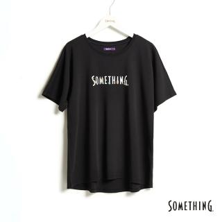 【SOMETHING】女裝 紫標 小花LOGO短袖T恤(黑色)