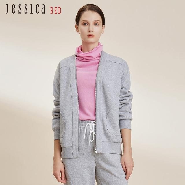 【Jessica Red】休閒百搭簡約拉鏈棉質外套82434A