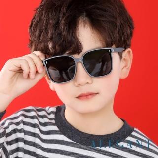【ALEGANT】童樂時尚海豹灰兒童專用輕量矽膠彈性太陽眼鏡(台灣品牌 UV400方框偏光墨鏡)