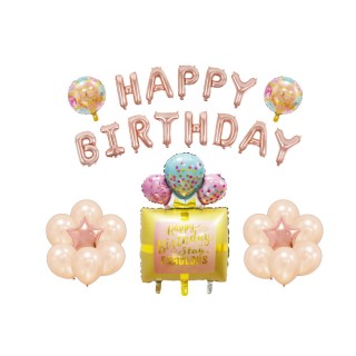 【珠友】生日氣球混搭組合包-粉禮物(佈置/派對)
