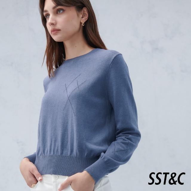 【SST&C 最後55折】瓷藍羊毛混紡針織衫8662209003