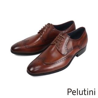 【Pelutini】紳士品味翼紋雕花德比鞋 棕色(PE28806-BR)