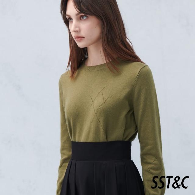 【SST&C 最後55折】橄欖綠羊毛混紡針織衫8662209002