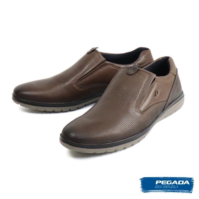 【PEGADA】編織壓紋健走懶人休閒鞋 深棕色(125992-DBR)